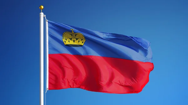 Bandeira de Liechtenstein, isolada com transparência de canal alfa de caminho de recorte — Fotografia de Stock