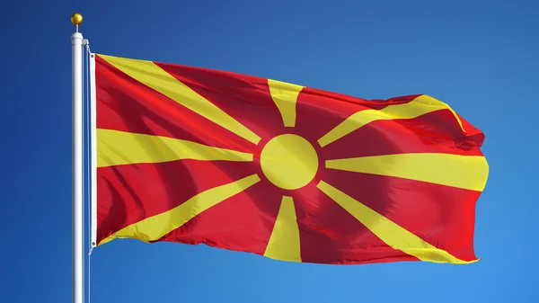 Bandera de Macedonia, aislada con transparencia de canal alfa de ruta de recorte —  Fotos de Stock