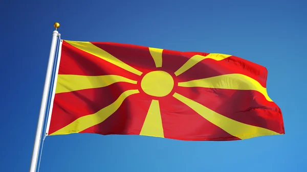 Bandeira da Macedónia, isolada com transparência de canal alfa de caminho de recorte — Fotografia de Stock