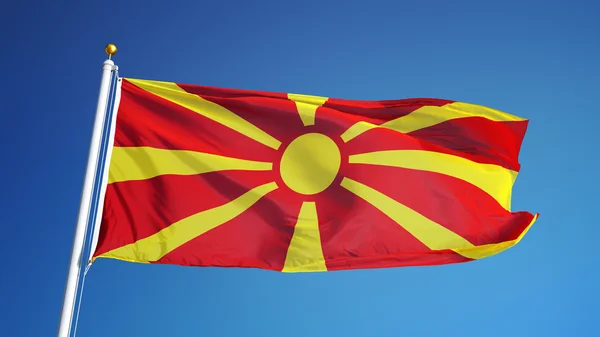 Bandera de Macedonia, aislada con transparencia de canal alfa de ruta de recorte —  Fotos de Stock