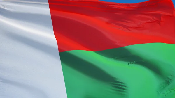 Madagaskar bayrağı, yol alfa kanalı saydamlık kırpma ile izole — Stok fotoğraf