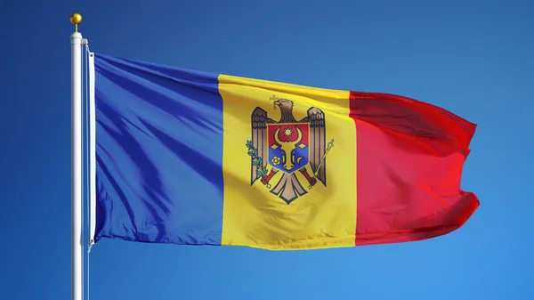Bandera de Moldavia, aislada con transparencia de canal alfa de ruta de recorte — Foto de Stock