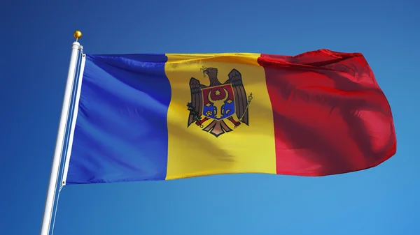 Bandera de Moldavia, aislada con transparencia de canal alfa de ruta de recorte —  Fotos de Stock