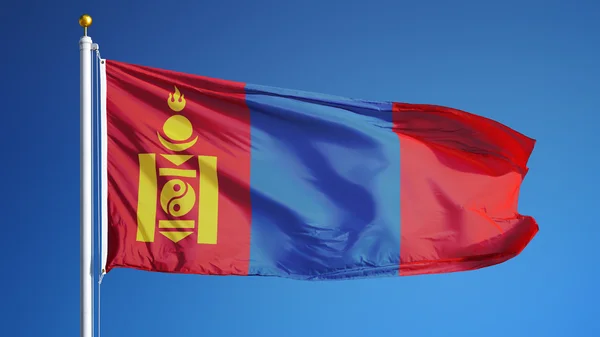 Moğolistan bayrağı, yol alfa kanalı saydamlık kırpma ile izole — Stok fotoğraf