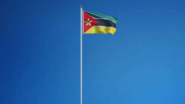 Bandera de Mozambique, aislada con la transparencia del canal alfa de ruta de recorte — Foto de Stock