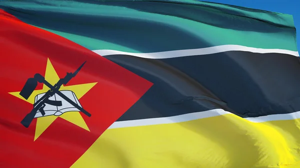 Bandera de Mozambique, aislada con la transparencia del canal alfa de ruta de recorte — Foto de Stock