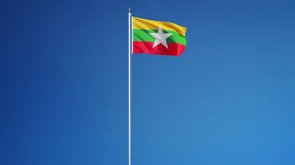 Bandera de Myanmar, aislada con transparencia de canal alfa de ruta de recorte —  Fotos de Stock
