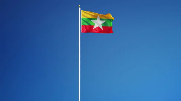 Σημαία της Μιανμάρ, απομονωμένη με απόκομμα διαδρομή κανάλι άλφα διαφάνεια — Φωτογραφία Αρχείου