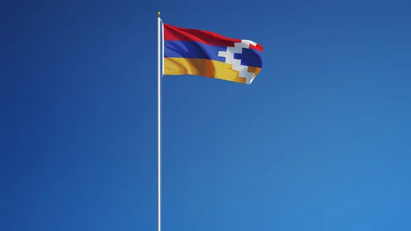 纳戈尔诺-卡拉巴赫旗，与剪切路径 Alpha 通道透明度隔离 — 图库照片
