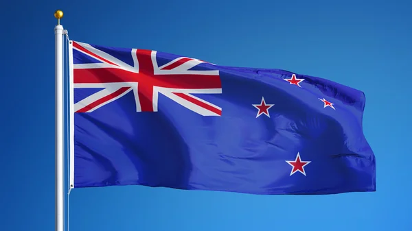 Bandera de Nueva Zelanda, aislada con transparencia de canal alfa de ruta de recorte — Foto de Stock