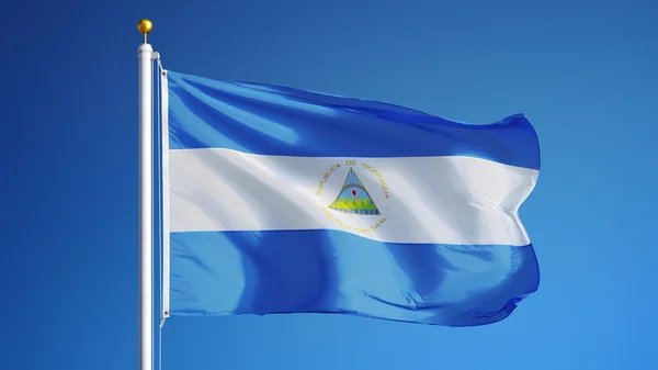 Bandera de Nicaragua, aislada con ruta de recorte transparencia canal alfa — Foto de Stock