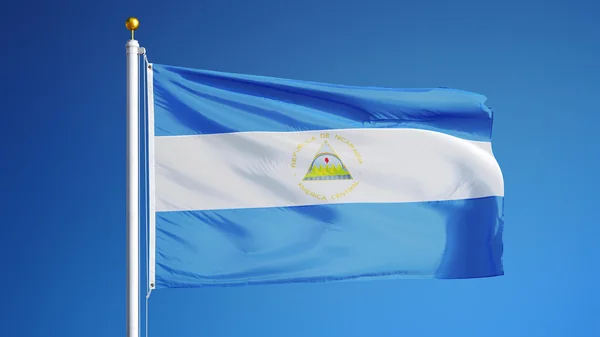 Bandeira da Nicarágua, isolada com transparência de canal alfa de caminho de recorte — Fotografia de Stock