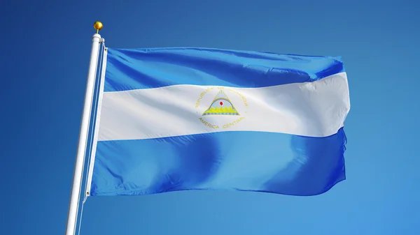 Nikaragua bayrağı, yol alfa kanalı saydamlık kırpma ile izole — Stok fotoğraf