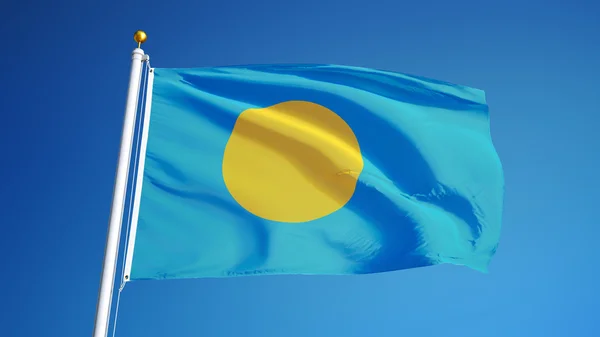 Palau bayrağı, kırpma yolu alfa kanal saydamlığı ile izole — Stok fotoğraf