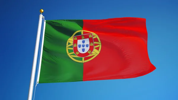 Bandera de Portugal, aislada con ruta de recorte transparencia del canal alfa — Foto de Stock