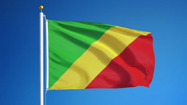 刚果共和国国旗, 与剪裁路径α通道透明度隔离 — 图库照片