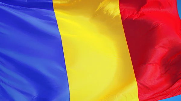 Bandeira da Roménia, isolada com transparência de canal alfa de caminho de recorte — Fotografia de Stock