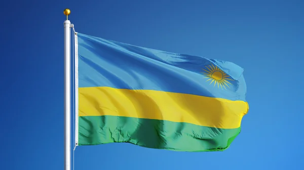 Bandeira de Ruanda, isolada com transparência de canal alfa de caminho de recorte — Fotografia de Stock
