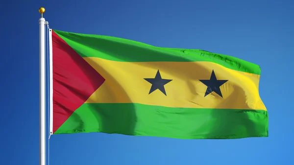 Vlag van Sao Tomé en Principe, geïsoleerd met knippen pad alfakanaal transparantie — Stockfoto