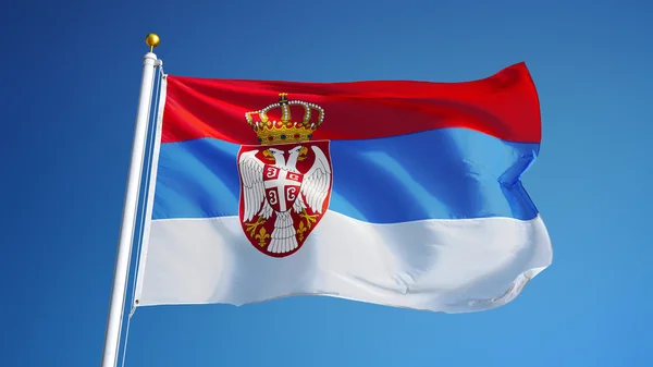 Szerb zászlót, elszigetelt és nyírás kerti ösvény alfa-csatornát az átláthatóság — Stock Fotó