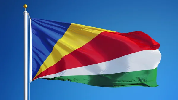 塞舌尔国旗, 隔离与剪裁路径阿尔法通道透明度 — 图库照片