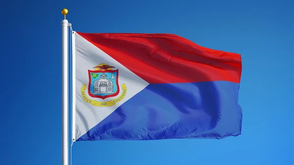 Bandera Sint Maarten, aislada con transparencia de canal alfa de ruta de recorte —  Fotos de Stock