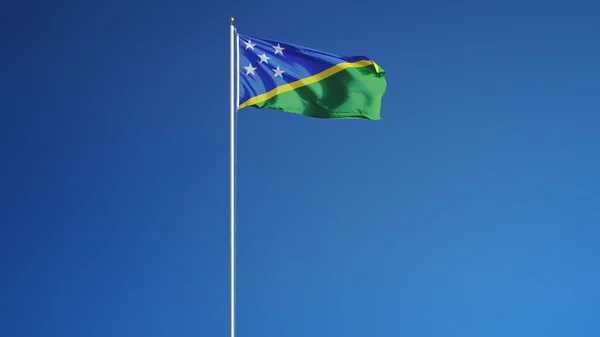 Solomon Adaları bayrağı, yol alfa kanalı saydamlık kırpma ile izole — Stok fotoğraf