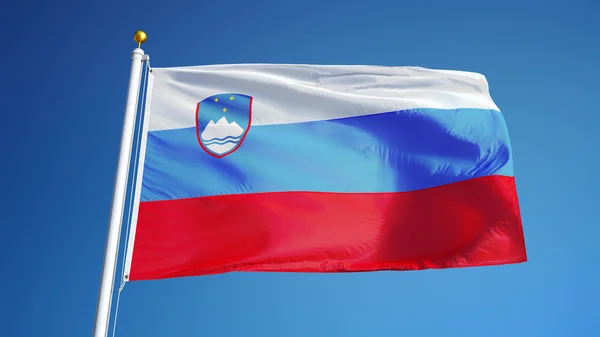 Szlovén zászló, elszigetelt és nyírás kerti ösvény alfa-csatornát az átláthatóság — Stock Fotó
