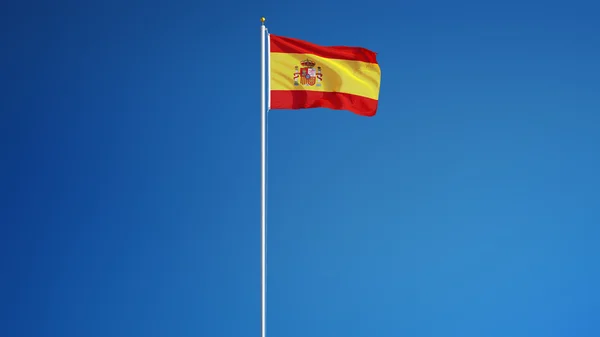 Flaga Hiszpania, na białym tle z clipping path kanał alfa przezroczystości — Zdjęcie stockowe