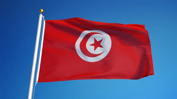 Tunisien flagga, isolerad med clipping path alfakanal genomskinlighet — Stockfoto