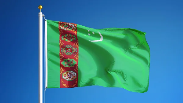 Türkmenistan bayrağı, yol alfa kanalı saydamlık kırpma ile izole — Stok fotoğraf