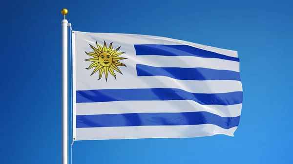 Bandera de Uruguay, aislada con ruta de recorte transparencia canal alfa — Foto de Stock