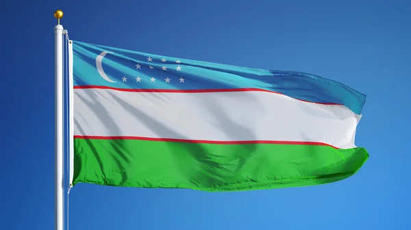 Üzbegisztán zászló, elszigetelt és nyírás kerti ösvény alfa-csatornát az átláthatóság — Stock Fotó