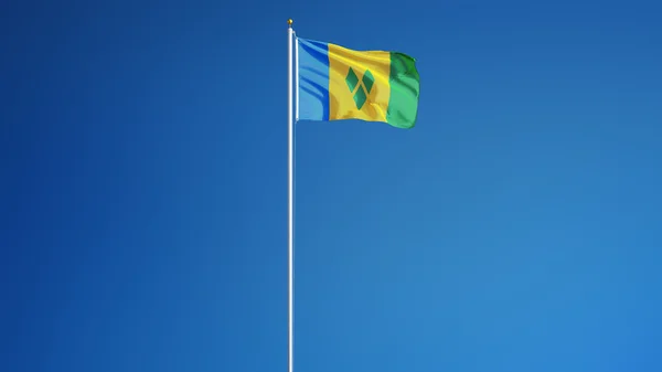 Vincent και Γρεναδίνες σημαία, απομονωμένη με απόκομμα διαδρομή κανάλι άλφα διαφάνεια — Φωτογραφία Αρχείου