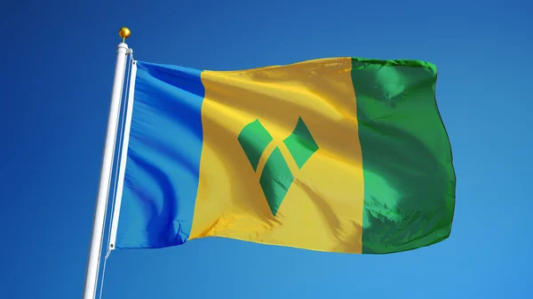 Vincent ve Grenadinler bayrak, yol alfa kanalı saydamlık kırpma ile izole — Stok fotoğraf