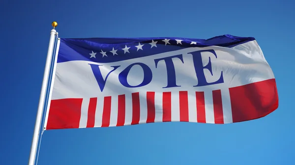 Голосование 2016 Президентские выборы в США флаг, изолированный на альфе — стоковое фото