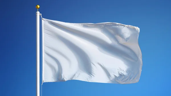 Bandiera bianca vuota, isolata con trasparenza del canale alfa del percorso di ritaglio — Foto Stock