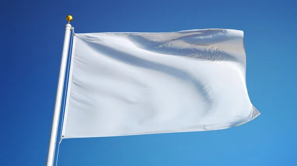 Bandeira clara branca vazia, isolada com transparência de canal alfa de caminho de recorte — Fotografia de Stock