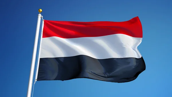 Flaga Jemenu, na białym tle z clipping path kanał alfa przezroczystości — Zdjęcie stockowe