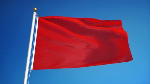 Bandeira vermelha em câmera lenta perfeitamente looped com alfa — Vídeo de Stock