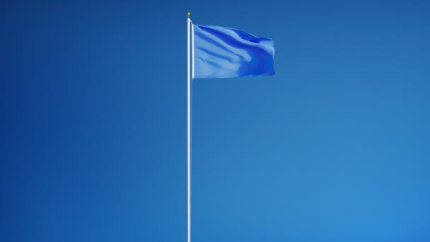 Bandera azul claro en cámara lenta perfectamente en bucle con alfa — Vídeos de Stock
