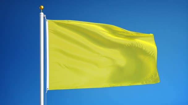 Bandeira amarela brilhante em câmera lenta perfeitamente enrolada com alfa — Vídeo de Stock