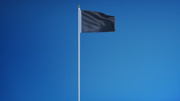 Dunkelschwarze Flagge in Zeitlupe, nahtlos mit Alpha verbunden — Stockvideo