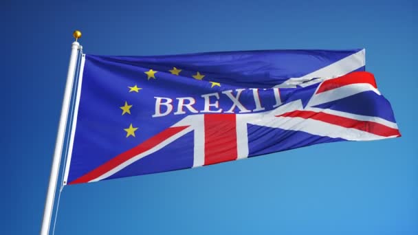 große britische Brexit-Flagge in Zeitlupe mit Alpha
