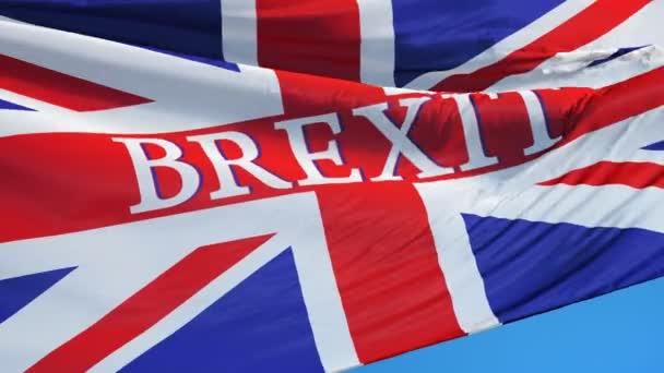 Британский флаг Брексита в замедленной съемке зациклен на альфе — стоковое видео