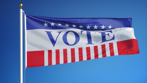 Hlasování 2016 prezidentské volby Usa vlajka v pomalém pohybu smyčce s alfa kanálem — Stock video