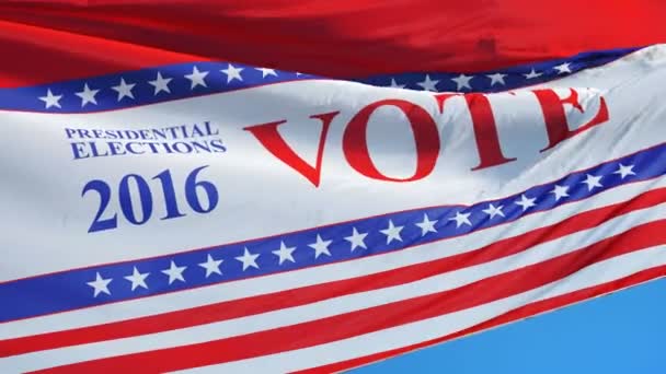表决 2016年总统选举美国国旗在慢动作中的环与阿尔法 — 图库视频影像