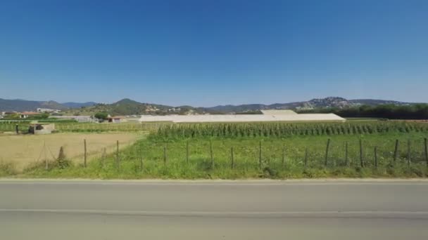 Una vista dal finestrino del treno della campagna spagnola — Video Stock