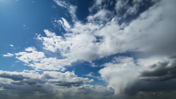 Hermoso Timelapse Nubes Blancas Esponjosas Moviéndose Suavemente Través Del Cielo — Vídeo de stock