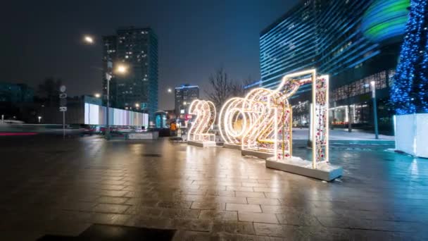 2021 Року Велика Кількість Людей Прикрашала Московську Вулицю Вечірнє Свято — стокове відео